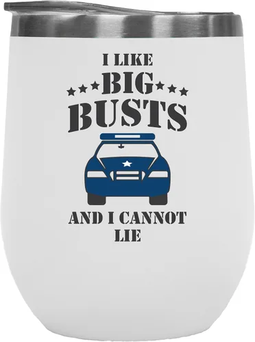 Vista 8 de Cool I Like Big Busts, Police Officer or Cop Coffee & Tea Mug Cup & Stuff - 12oz Wine Tumbler Stainless Steel