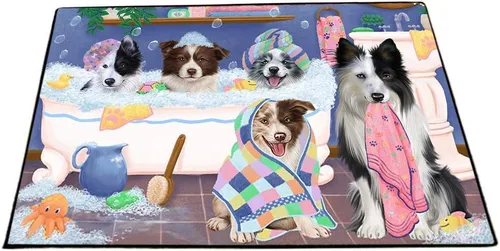Vista 9 de Doggie of the Day Border Collie Dogs Floor Mat - 4th of July Independence Day - Best Dog Doormat - Protector Decor - Unique Portrait Art - Premium