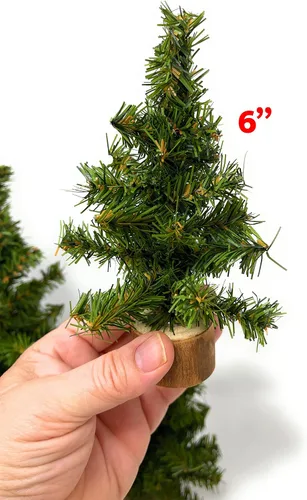 Vista 3 de Decoración de árbol de Navidad de mesa pequeña con base de madera real para escritorio, bandeja escalonada, repisa, pino artificial sin decorar