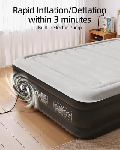 Vista 5 de CHILLSUN Colchón de aire doble con bomba incorporada, cama inflable