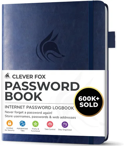 Vista 22 de Clever Fox Libro de contraseñas con pestañas alfabéticas, 4"x5.5" Keeper