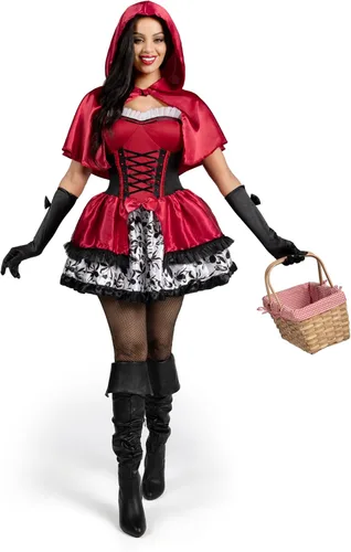 Vista 3 de Spooktacular Creations - Disfraz de Caperucita Roja para mujer, con capa, guantes y medias