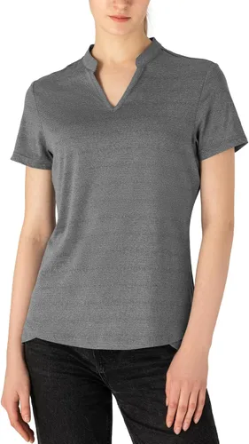 Vista 39 de Gopune Polo de golf con cuello en V para mujer, sin cuello, manga corta, ligera, de secado rápido, camisetas de tenis para correr