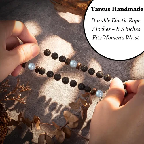Vista 4 de Tarsus Regalos para el día del padre para hombres, papá, marido, novio, abuelo, hermano, piedra natural, cuentas de piedra luna, pulsera hecha a