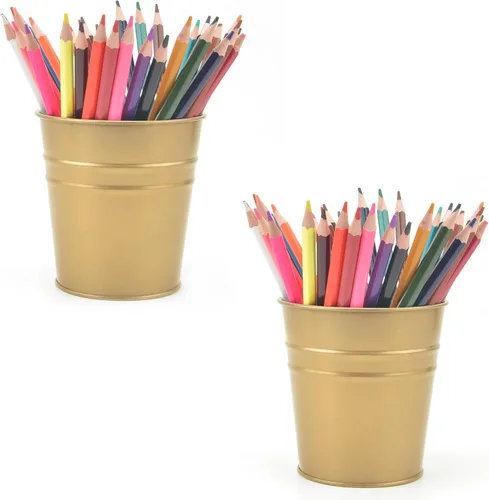 Vista 10 de Soporte para bolígrafo para escritorio, soporte para lápices, organizador de bolígrafos de metal, almacenamiento de maceta pequeña de hojalata