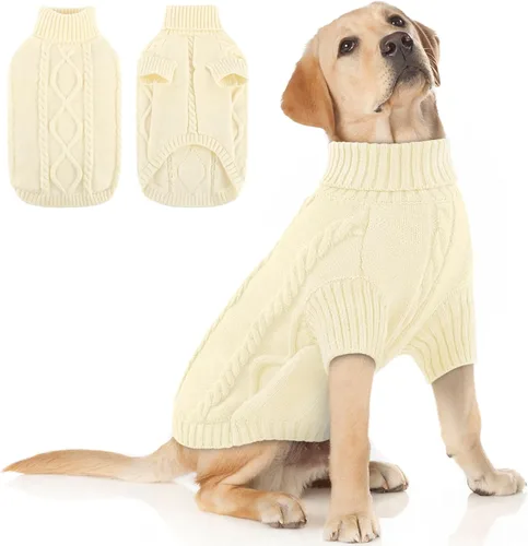 Vista 32 de Queenmore - Suéter de punto trenzado con cuello alto para perros pequeños, para climas fríos, para chihuahua, bulldog, teckel, carlino y yorkie, XS