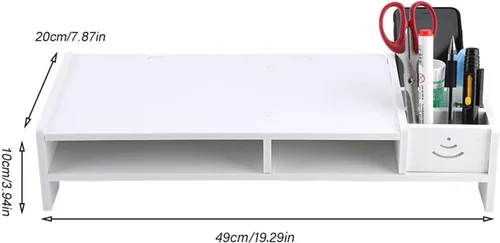 Vista 2 de Pissente Computer Display Riser, PVC Artificial Board, Ergonomic Stand with Storage, Easy Assembly for Home Office Use