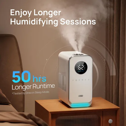 Vista 5 de Dreo Humidificadores para recámara, humidificador inteligente de niebla fría de relleno superior y silencioso para habitación grande, tiempo