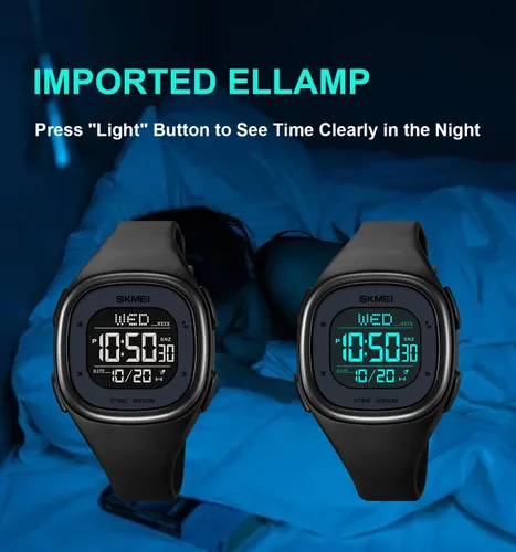 Vista 4 de Gosasa Reloj digital cuadrado minimalista para hombre, impermeable, reloj deportivo al aire libre con cronómetro, relojes de cuenta regresiva unisex