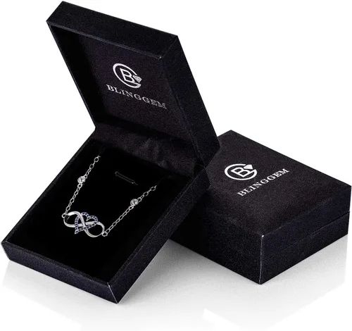 Vista 7 de BlingGem Pulsera para mujer de plata de ley 925 Something Blue Gemstone rosa, circonita cúbica, corazón infinito, pulsera de aniversario, boda