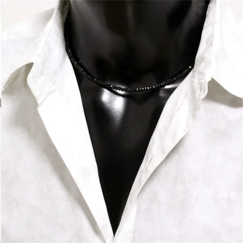 Vista 3 de LiZiFang - Collar de cuentas de cristal con turmalina negra natural, 0.315in, ajustable