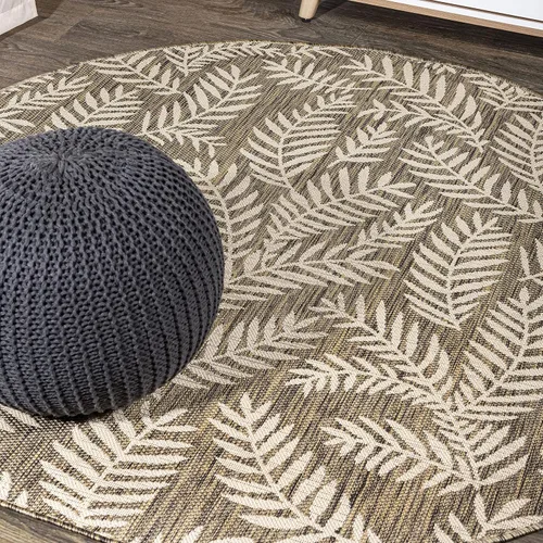 Vista 22 de Eyely BMS119A-28 Santa Monica Nevis Palm Frond - Alfombra costera para interiores y exteriores, casual, campo, floral, dormitorio, cocina, patio