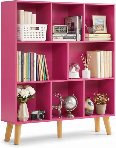 Vista 20 de YAHARBO Estantería de 2 cubos, soporte para tocadiscos negro con almacenamiento de vinilo de hasta 100 álbumes, estante horizontal para libros