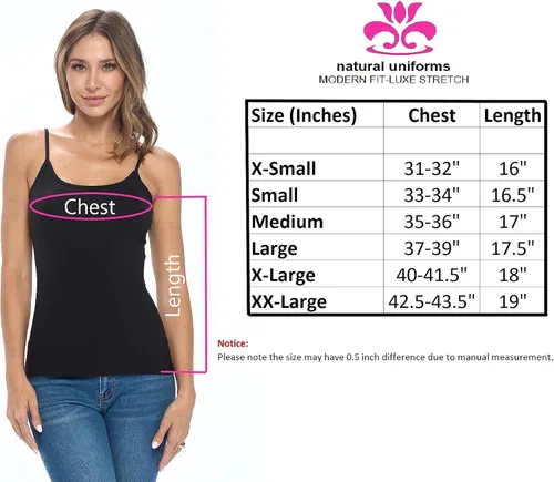 Vista 7 de Natural Uniforms Camiseta sin mangas para mujer, transpirable, algodón elástico