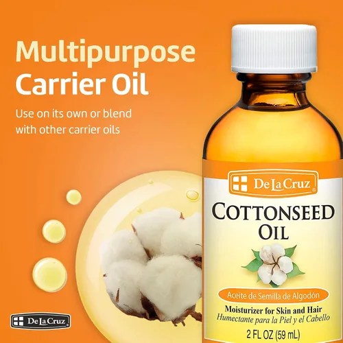 Vista 6 de De La Cruz Aceite de semilla de algodón, hidratante para piel y cabello, aceite portador multiusos, 2 onzas líquidas (1 botella)