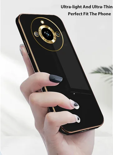 Vista 3 de Compatible con Realme 11 Pro Plus Funda de silicona rosa, chapado para Realme 11 Pro Plus, funda delgada y suave a prueba de golpes (negro)