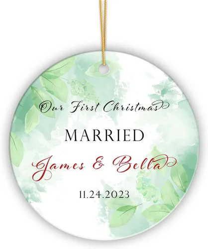 Vista 10 de Adorno personalizado de Mr and Mrs Always and Forever, adorno de recién casado, regalo de boda para pareja, adorno de primera Navidad para casados