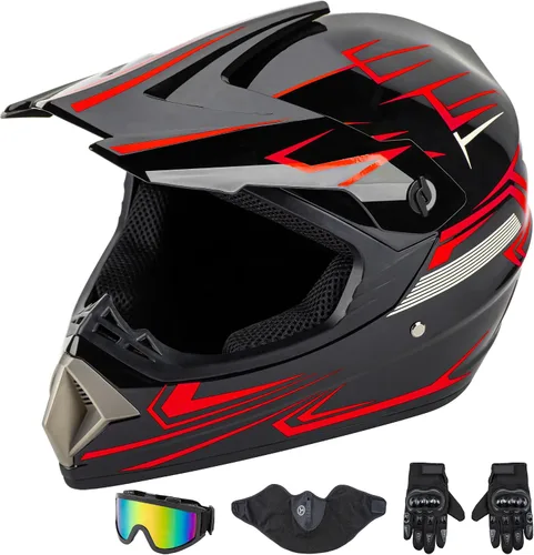 Vista 10 de CARTMAN Casco para adultos de bicicleta de tierra, casco de motocicleta de cara completa aprobado por el DOT, mate negro y amarillo para motocross