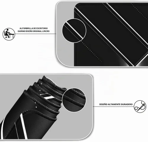 Vista 4 de Alfombrilla de mouse grande extendida para juegos, XXL, impermeable, para teclado de computadora, con base de goma antideslizante, borde cosido
