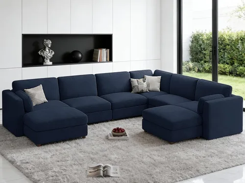 Vista 63 de CUGOAO Sofá biplaza extragrande de 83.5 pulgadas, sofás para sala de estar, sofá nube de felpilla de asiento profundo, sofá modular seccional, funda