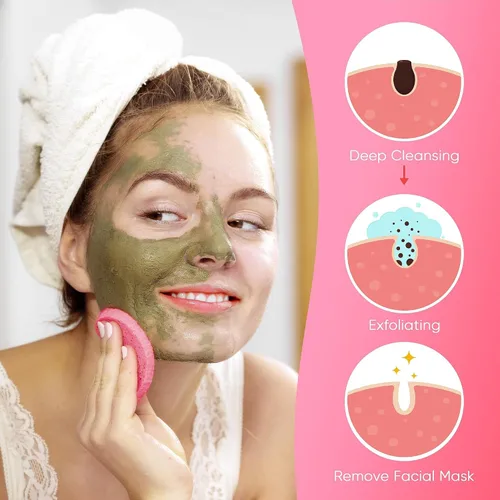 Vista 6 de GAINWELL Bride to Be Gifts - Esponja facial comprimida de 50 unidades, limpieza facial diaria y exfoliante, esponjas cosméticas de spa 100% Rosa
