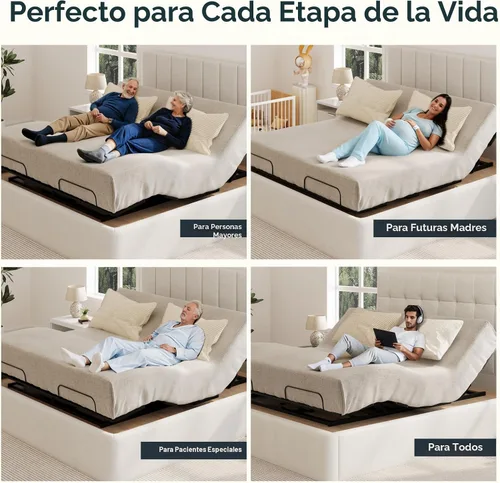 Vista 7 de FLEXISPOT S3K-Lite Base de Marco de Cama Ajustable Tamaño King, Sin Espacio, Inclinación Independiente de Cabeza y Pie, Gravedad Cero, Control