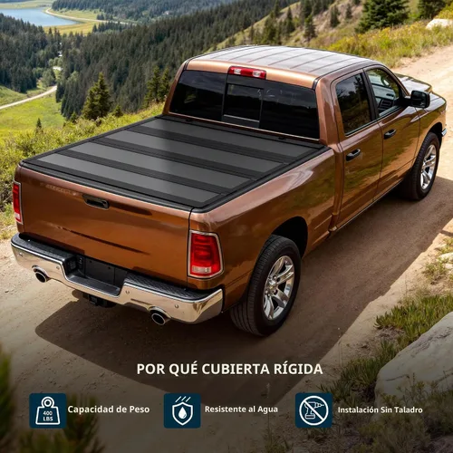 Vista 5 de OEDRO Cubierta rígida de cuádruple plegable para Dodge Ram 1500 2009-2018, para Ram 1500 Classic 2019-2024 con caja de 5.7 pies sin Rambox