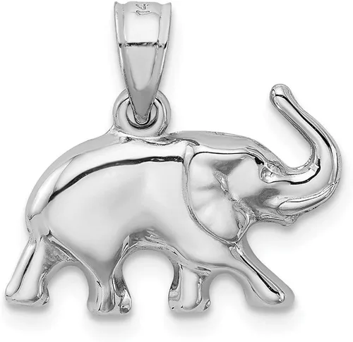Vista 3 de Colgante de elefante de oro blanco macizo de 14 quilates para hombre