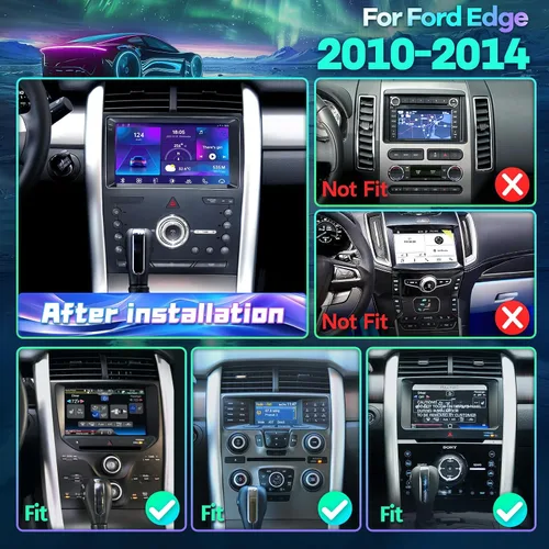 Vista 2 de 8Core 4+64G Radio de coche para Ford Edge 2010 2011 2012 2013 2014 9" IPS Screen Android 13 Edge Stereo Headunit Wireless CarPlay Android Auto BT