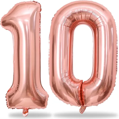 Vista 93 de Globos negros del número 10 para decoraciones de cumpleaños número 10, globos de helio de mylar de lámina de 40 pulgadas negros del número 1 & 0