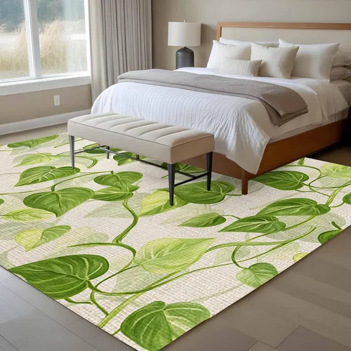 Vista 4 de 5x8 Area Rugs for Living Room, Spring Leaves Non-Slip Area Rugs for Living Room Bedroom Entryway, Abstract Retro Color Pastoral Plants Washable