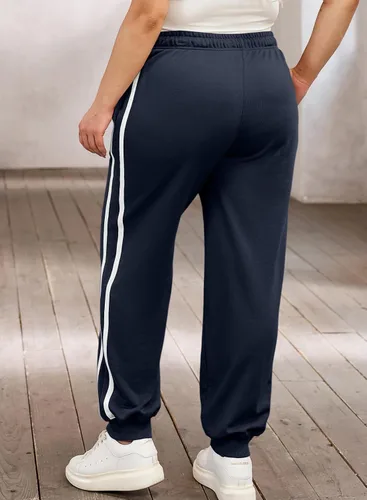 Vista 2 de Eytino Pantalones deportivos de talla grande para mujer, cintura alta, con cordón lateral, para entrenamiento, holgados, 1X-5X