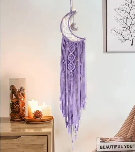 Vista 12 de Atrapasueños Atrapasueños de Luna con Luz, Atrapasueños Negro para Niñas y Niños, Decoración de Pared de Dormitorio, Decoración de Navidad
