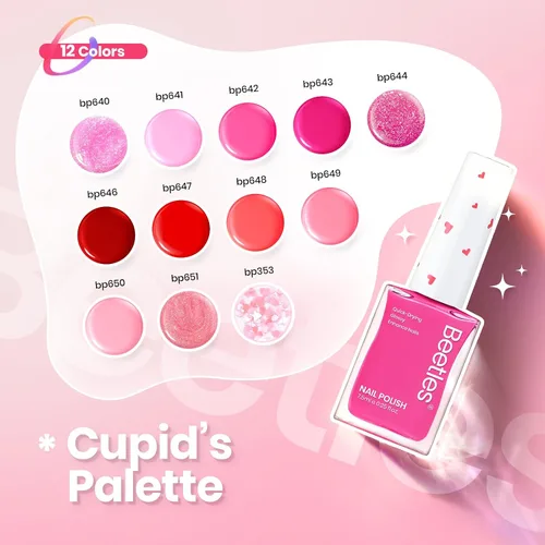 Vista 2 de Beetles - Juego de esmalte de uñas rosa, Prisma del Amor 12 colores, juego de esmalte de uñas primavera, salón, larga duración, DIY, uñas rosas