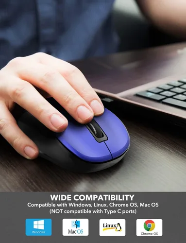 Vista 6 de Trueque Mouse inalámbrico, mouse ergonómico de 2.4 GHz para computadora con receptor USB y 3 niveles ajustables, mouse inalámbrico de 6 botones
