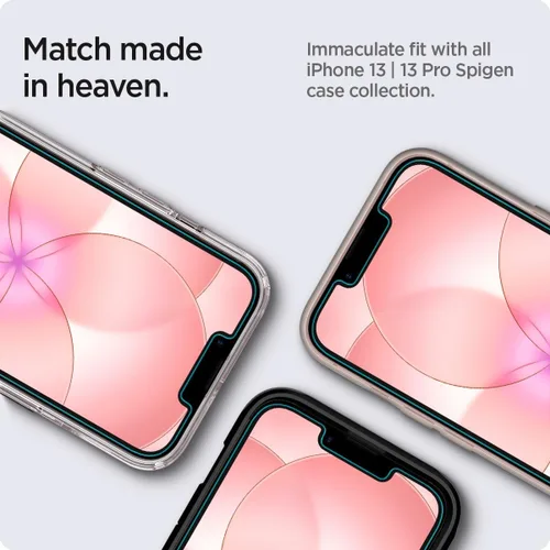Vista 7 de Spigen Protector de pantalla de vidrio templado [GlasTR EZ FIT] diseñado para iPhone 14 / iPhone 13 Pro/iPhone 13 [2 unidades]
