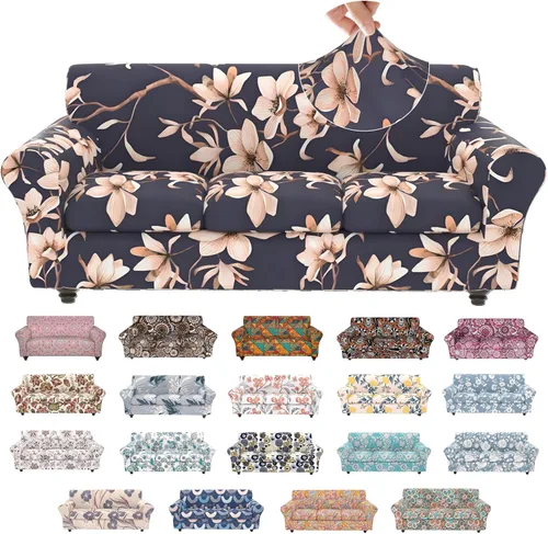Vista 18 de Fundas elásticas para silla, fundas elásticas para sillón de 2 piezas, fundas de sofá lavables con diseño floral para sillón, protector de muebles