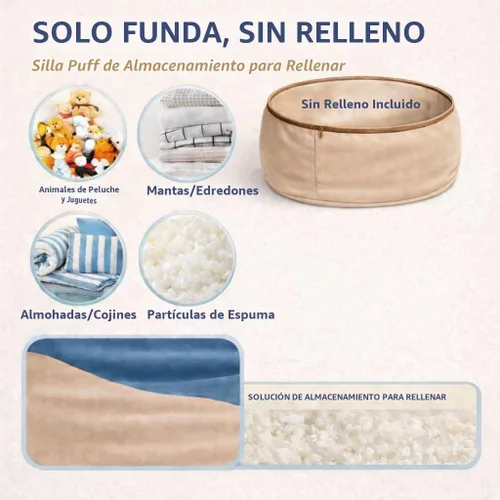 Vista 3 de [Usado] Sofa Sack Funda para Silla Puff Solo la Funda, para Adultos y Niños, Sin Relleno, Cómoda y Esponjosa, Funda de Repuesto para Silla Puff