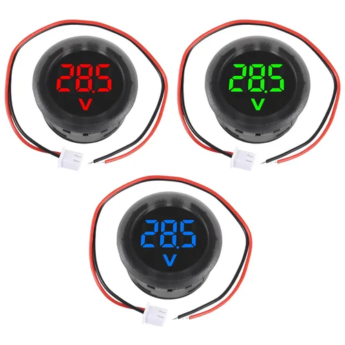 Vista 7 de 5 piezas DC 4-100V medidor de voltaje digital LED para auto, voltímetro de 2 cables redondo, medidor de voltaje y corriente digital DC, detector