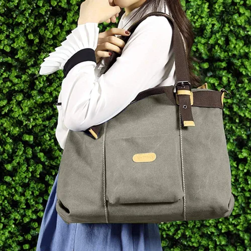 Vista 7 de Bolsos de lona para mujer, estilo casual, vintage, bolso de hombro