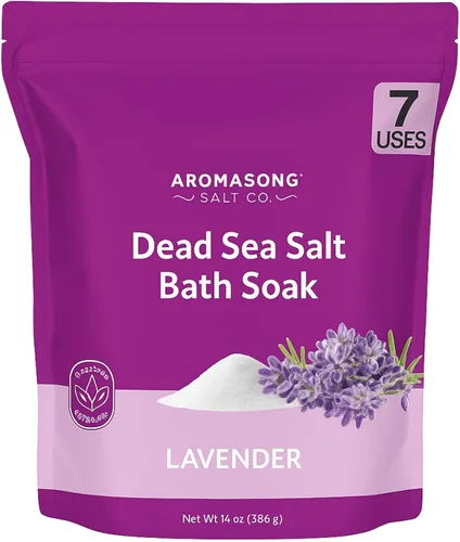 Vista 10 de Aromasong Sal del Mar Muerto – Sal de baño de grano fino con aroma a coco de 14 onzas – 100% pura y natural – Remojar para mujeres y hombres
