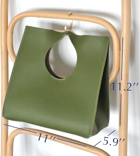 Vista 2 de Pequeña bolsa de mano Hoxis estilo Clutch, Tote, minimalista, retro, fabricada con piel sintética