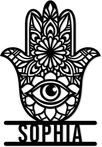 Vista 8 de Letrero de metal personalizado contra el mal de ojo, símbolo de protección personalizado, pared, valla, porche, patio, hogar, oficina, decoración