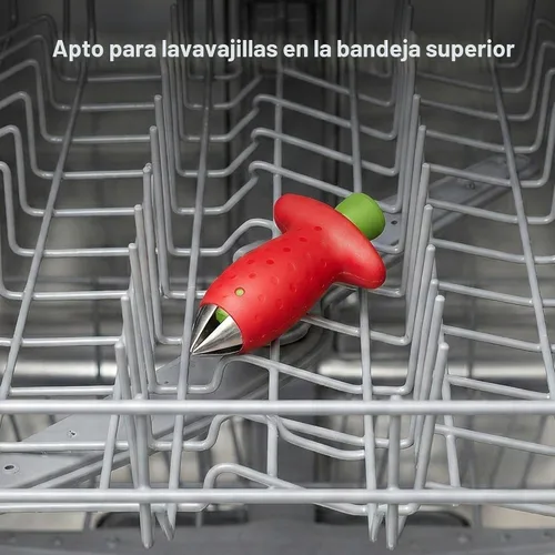 Vista 3 de Chef'n Original Stem Gem Quita-Tallos de Fresa, Rojo/Verde - 102-138-005