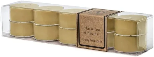Vista 82 de ECO CANDLE CO. Vela reciclada, té negro y miel, 6 oz. - Aromas de té picante, nuez moscada, miel y naranja - 100% cera de soja, sin plomo, etiqueta
