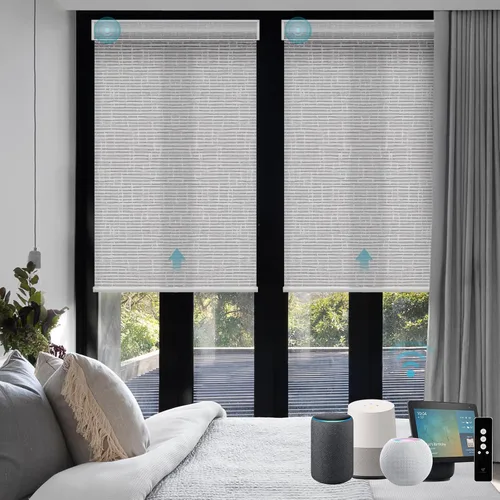 Vista 19 de SmartWings Persianas motorizadas con 5% de apertura, funcionan con Homekit Z-Wave Alexa SmartThings Google, persianas inteligentes con filtro de luz