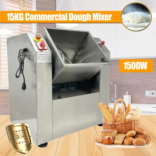 Vista 2 de TECHTONGDA Mezclador de masa comercial Mezclador de harina de acero inoxidable Máquina de amasado de masa de 110 V Mezclador de alimentos de alta