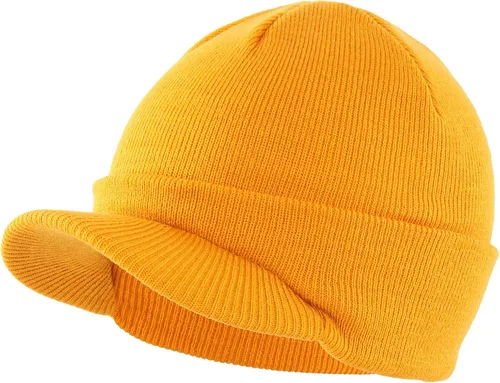 Vista 63 de Home Prefer - Gorro de invierno para hombre con visera, cálida y doble punto.