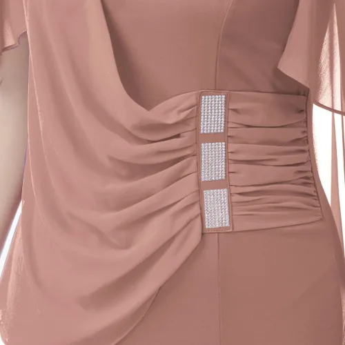 Vista 3 de Hanna Nikole Vestidos de lentejuelas para mujer, de gasa, con volantes, manga de capa, para fiesta, club, cóctel