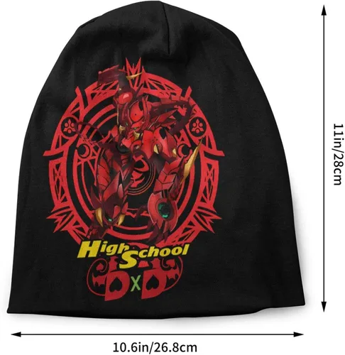 Vista 2 de Anime High School DxD Beanie Hat para hombres y mujeres verano fino sombreros de punto calavera negro, Negro